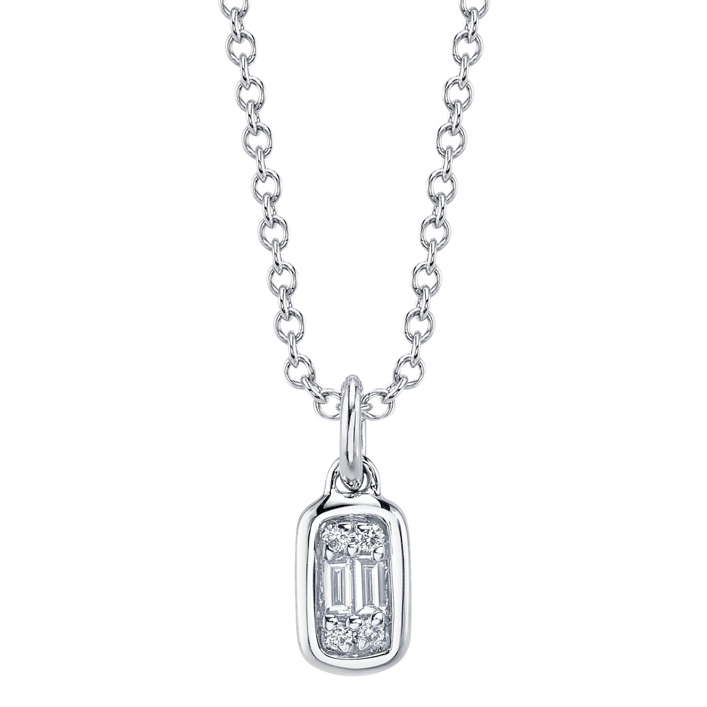 0.07CT 14K W/G DIAMOND BAGUETTE NECKLACE