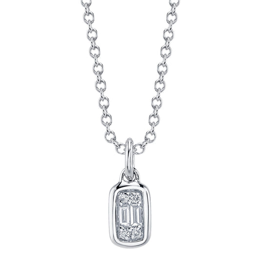 0.07CT 14K W/G DIAMOND BAGUETTE NECKLACE
