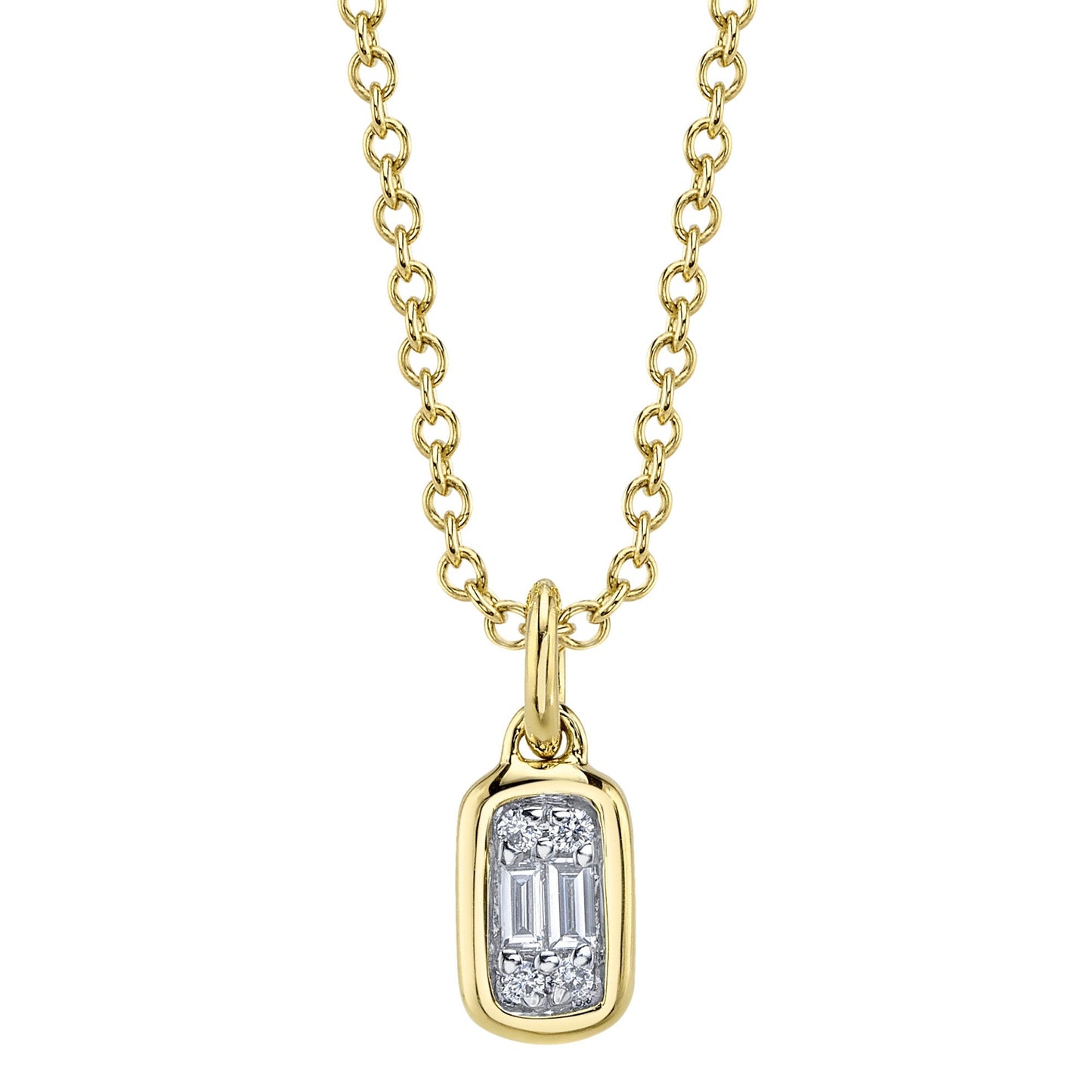 0.07CT 14K Y/G DIAMOND BAGUETTE NECKLACE