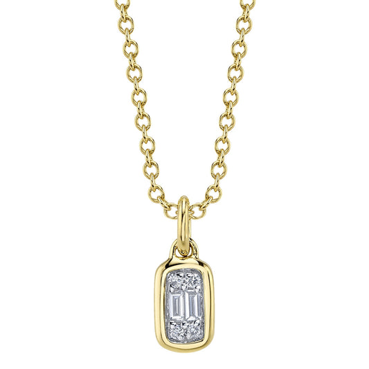 0.07CT 14K Y/G DIAMOND BAGUETTE NECKLACE