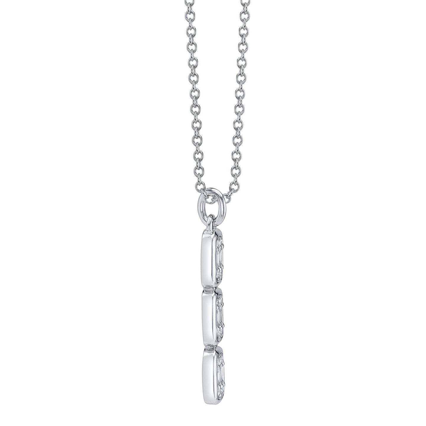 0.14CT 14K W/G DIAMOND BAGUETTE NECKLACE