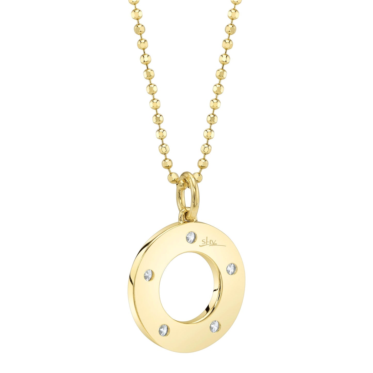 0.24CT 14K Y/G DIAMOND CIRCLE FACETED BALL CHAIN NECKLACE