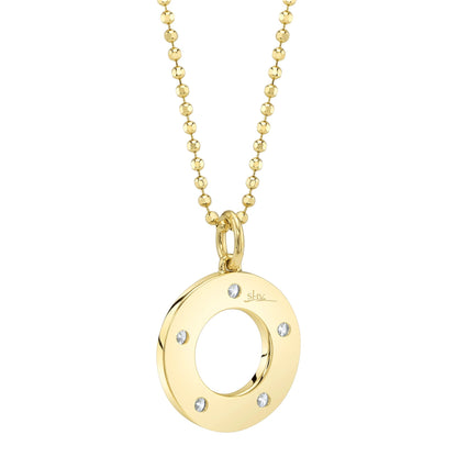 0.24CT 14K Y/G DIAMOND CIRCLE FACETED BALL CHAIN NECKLACE