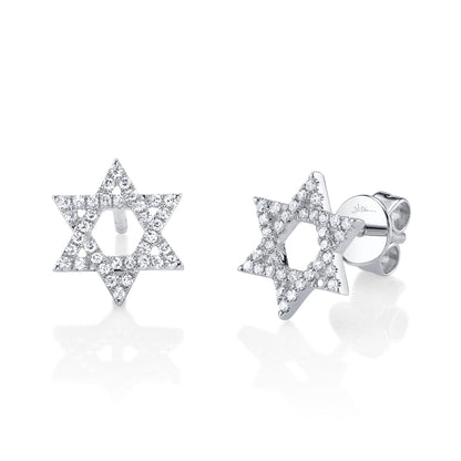 0.16CT 14K W/G DIAMOND STAR OF DAVID STUD EARRING