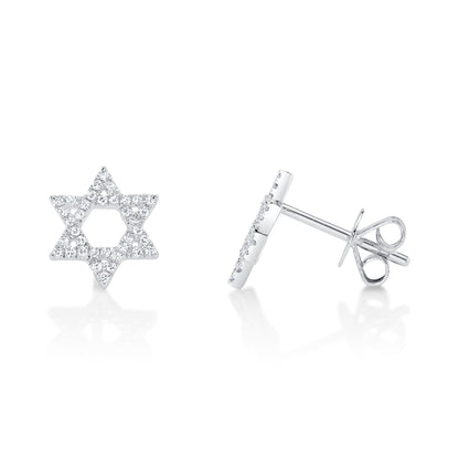 0.16CT 14K W/G DIAMOND STAR OF DAVID STUD EARRING