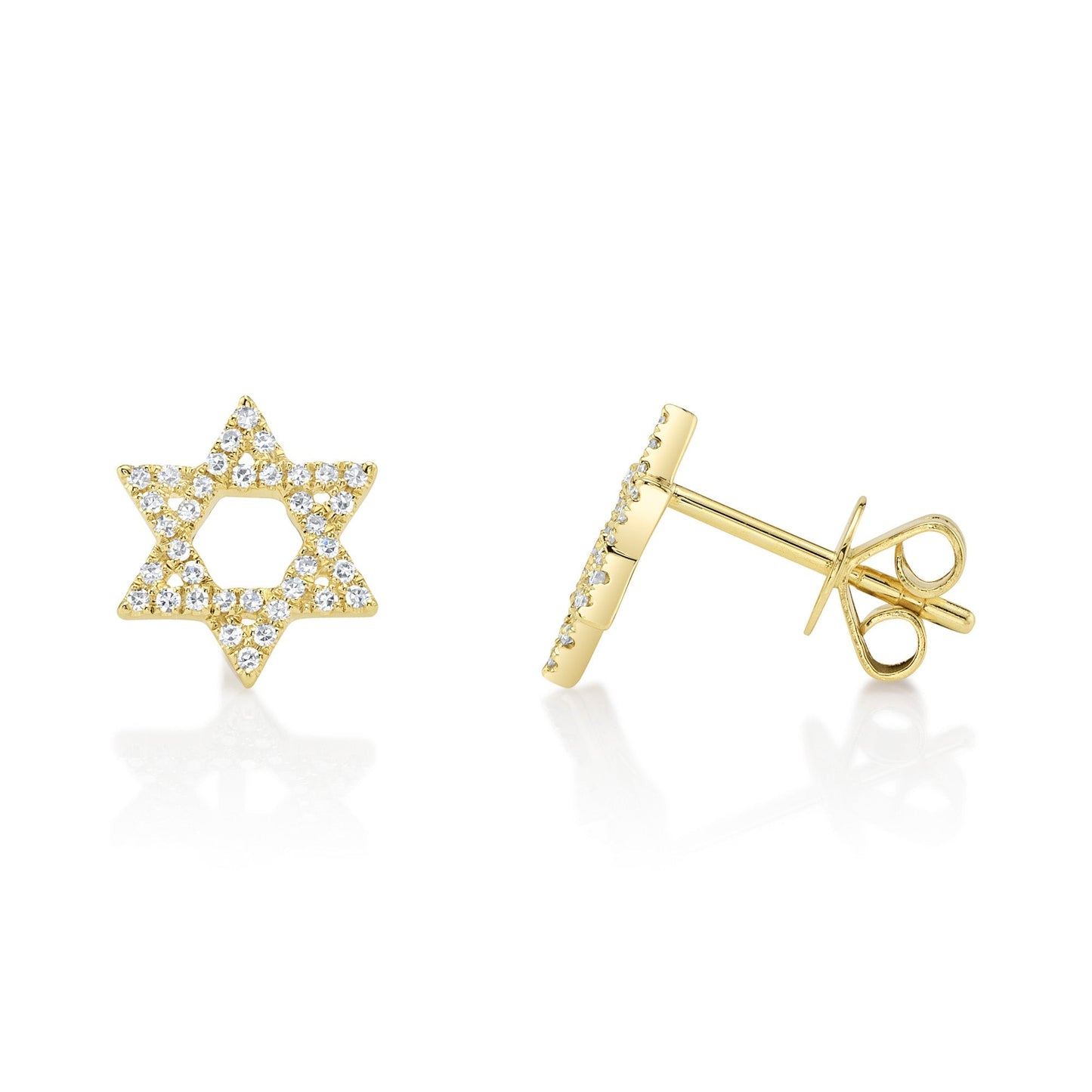 0.16CT 14K Y/G DIAMOND STAR OF DAVID STUD EARRING
