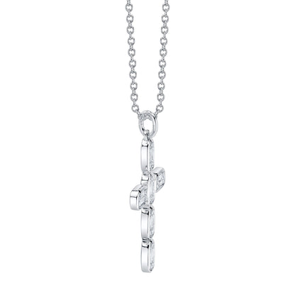 0.30CT 14K W/G DIAMOND BAGUETTE CROSS NECKLACE