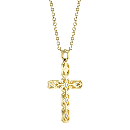 0.30CT 14K Y/G DIAMOND BAGUETTE CROSS NECKLACE