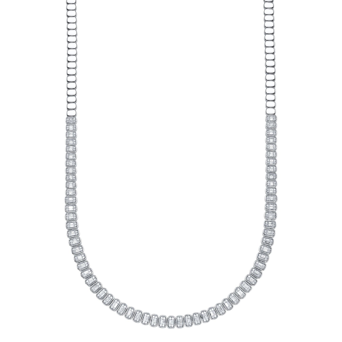 3.07CT 14K W/G DIAMOND BAGUETTE NECKLACE