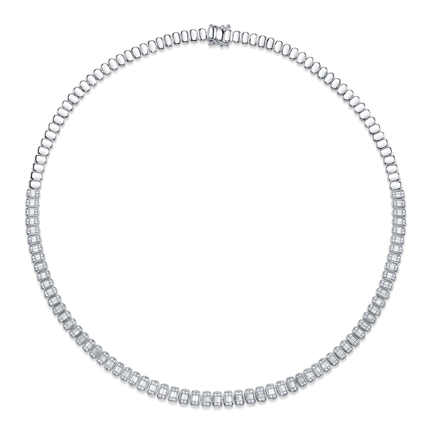 3.07CT 14K W/G DIAMOND BAGUETTE NECKLACE