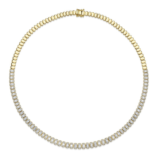 3.07CT 14K Y/G DIAMOND BAGUETTE NECKLACE