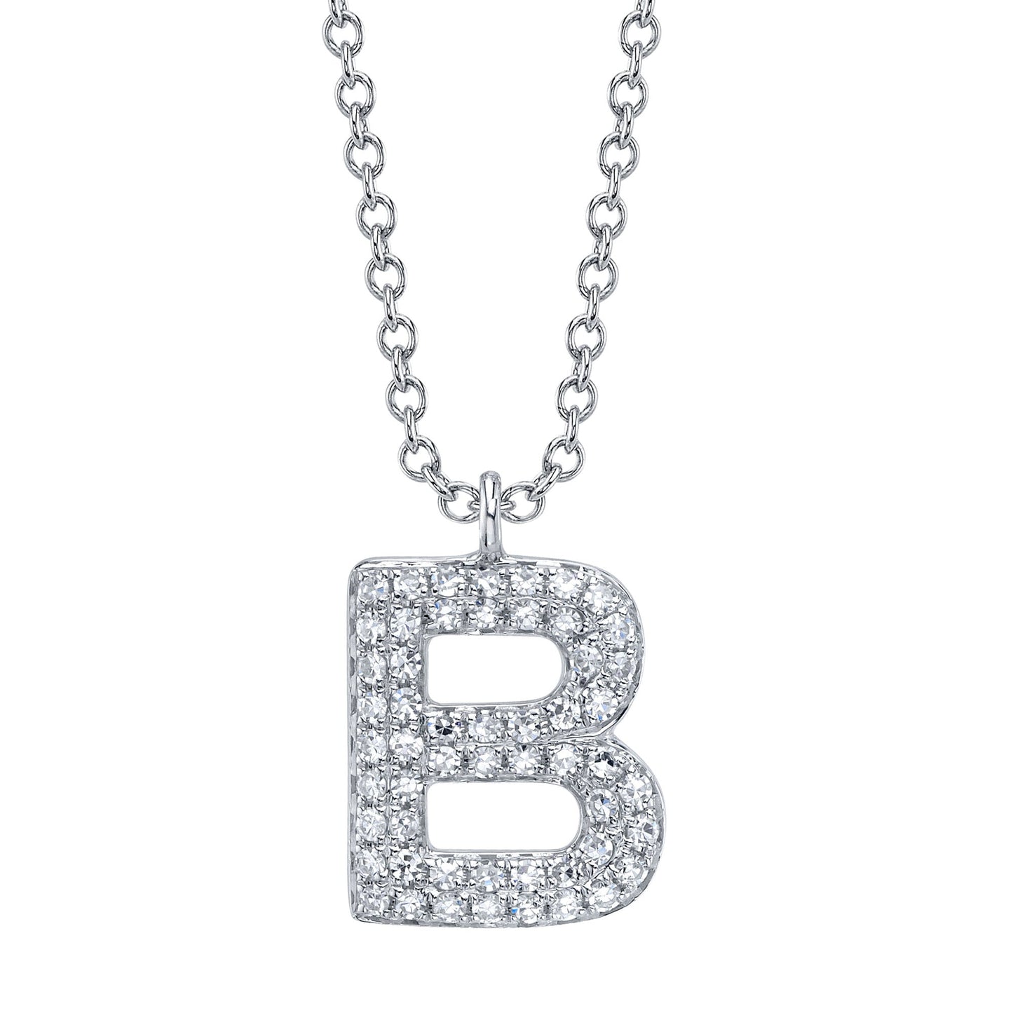 0.11CT 14K W/G DIAMOND PAVE NECKLACE - INITIAL B
