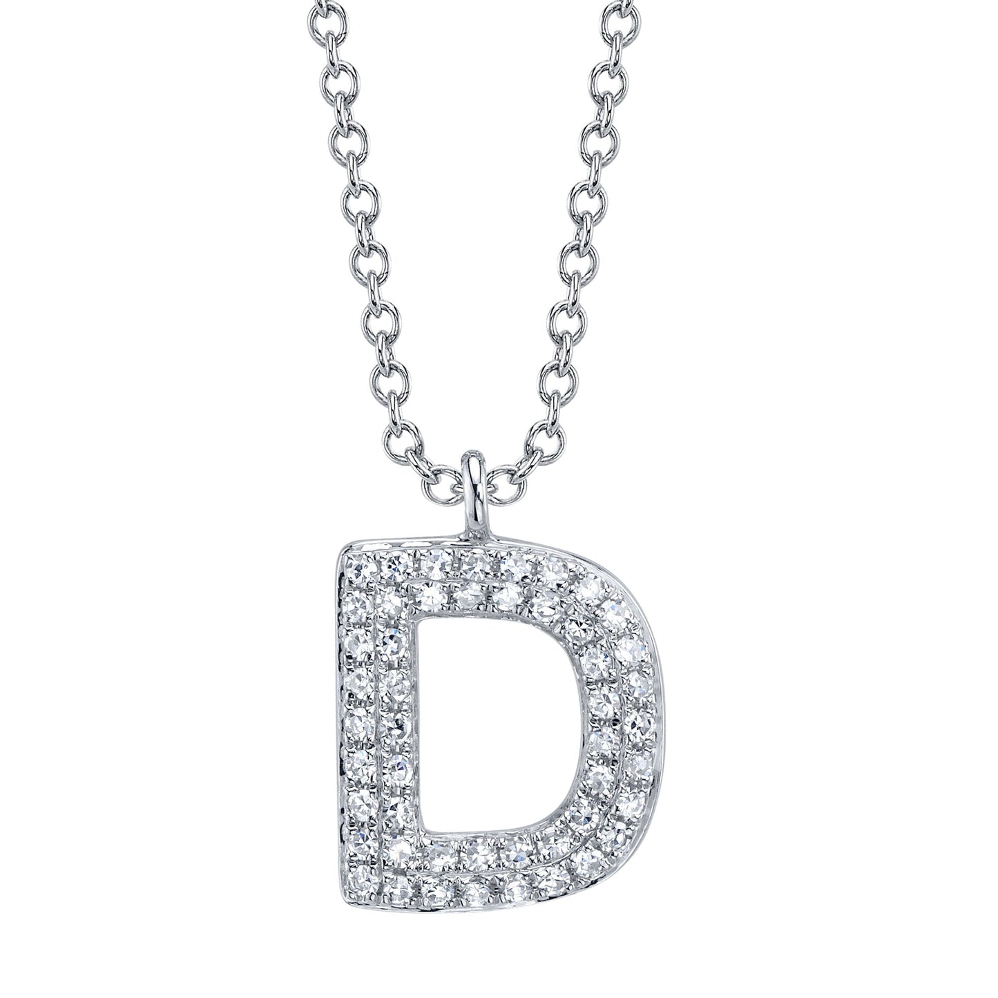 0.10CT 14K W/G DIAMOND PAVE NECKLACE - INITIAL D