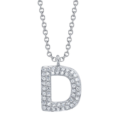 0.10CT 14K W/G DIAMOND PAVE NECKLACE - INITIAL D