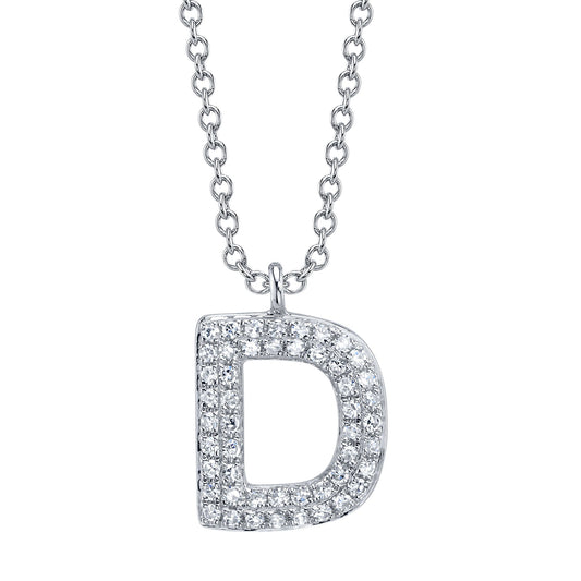 0.10CT 14K W/G DIAMOND PAVE NECKLACE - INITIAL D