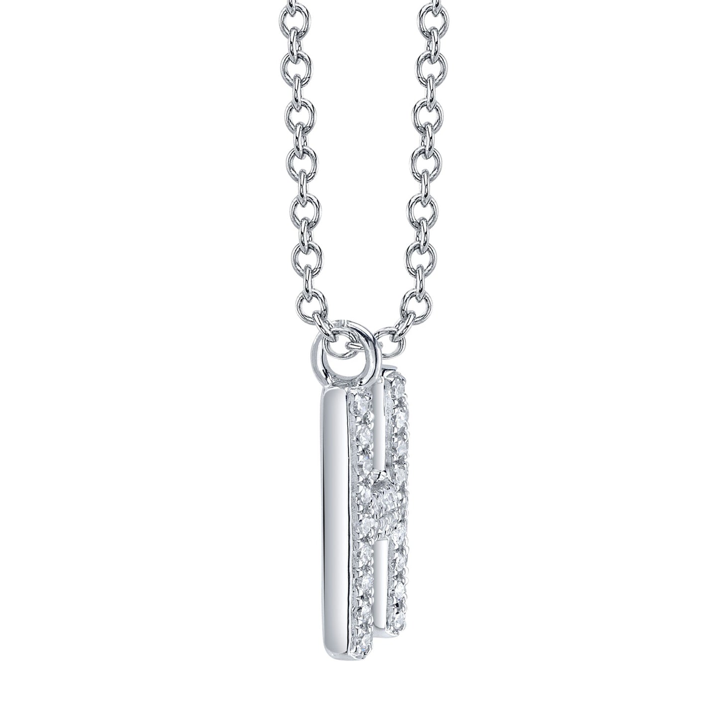 0.09CT 14K W/G DIAMOND PAVE NECKLACE - INITIAL H