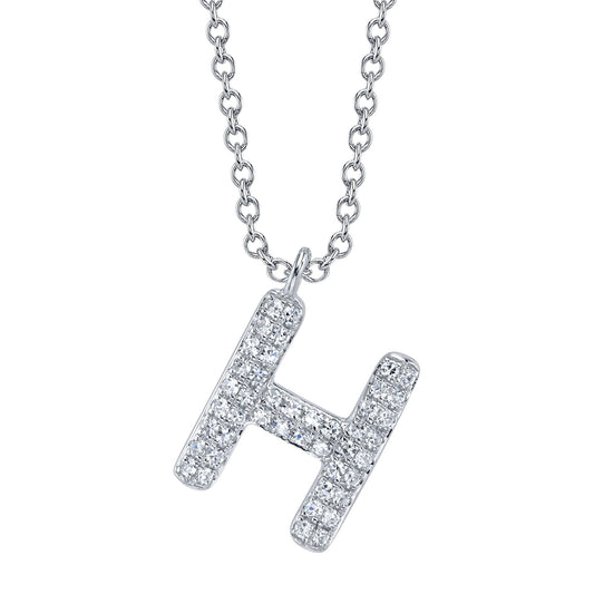 0.09CT 14K W/G DIAMOND PAVE NECKLACE - INITIAL H