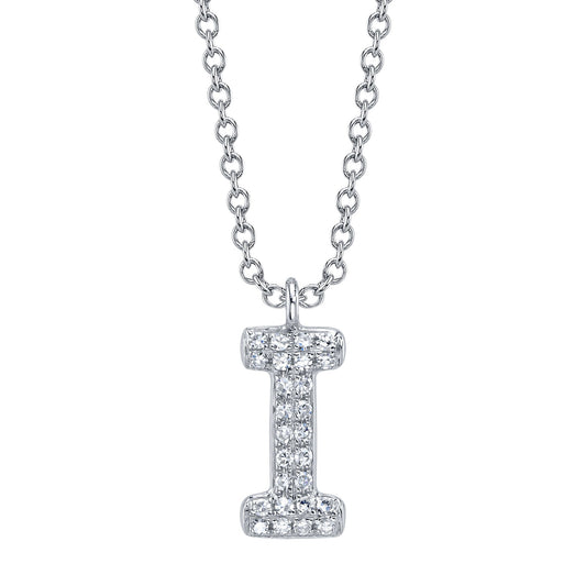 0.06CT 14K W/G DIAMOND PAVE NECKLACE - INITIAL I