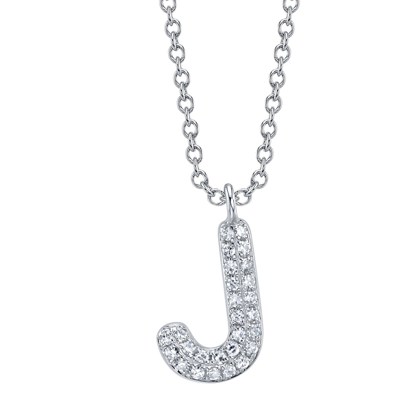 0.06CT 14K W/G DIAMOND PAVE NECKLACE - INITIAL J