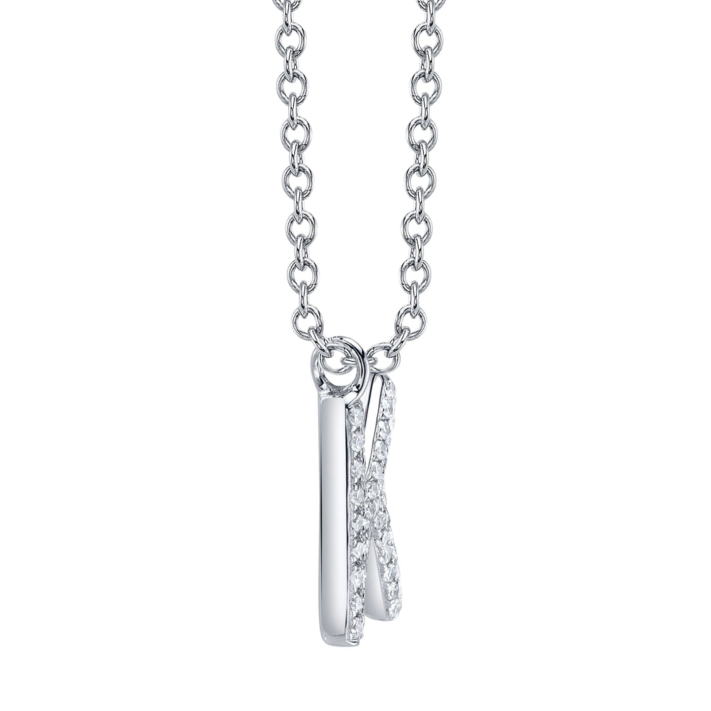 0.10CT 14K W/G DIAMOND PAVE NECKLACE - INITIAL K