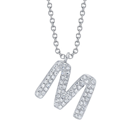 0.14CT 14K W/G DIAMOND PAVE NECKLACE - INITIAL M