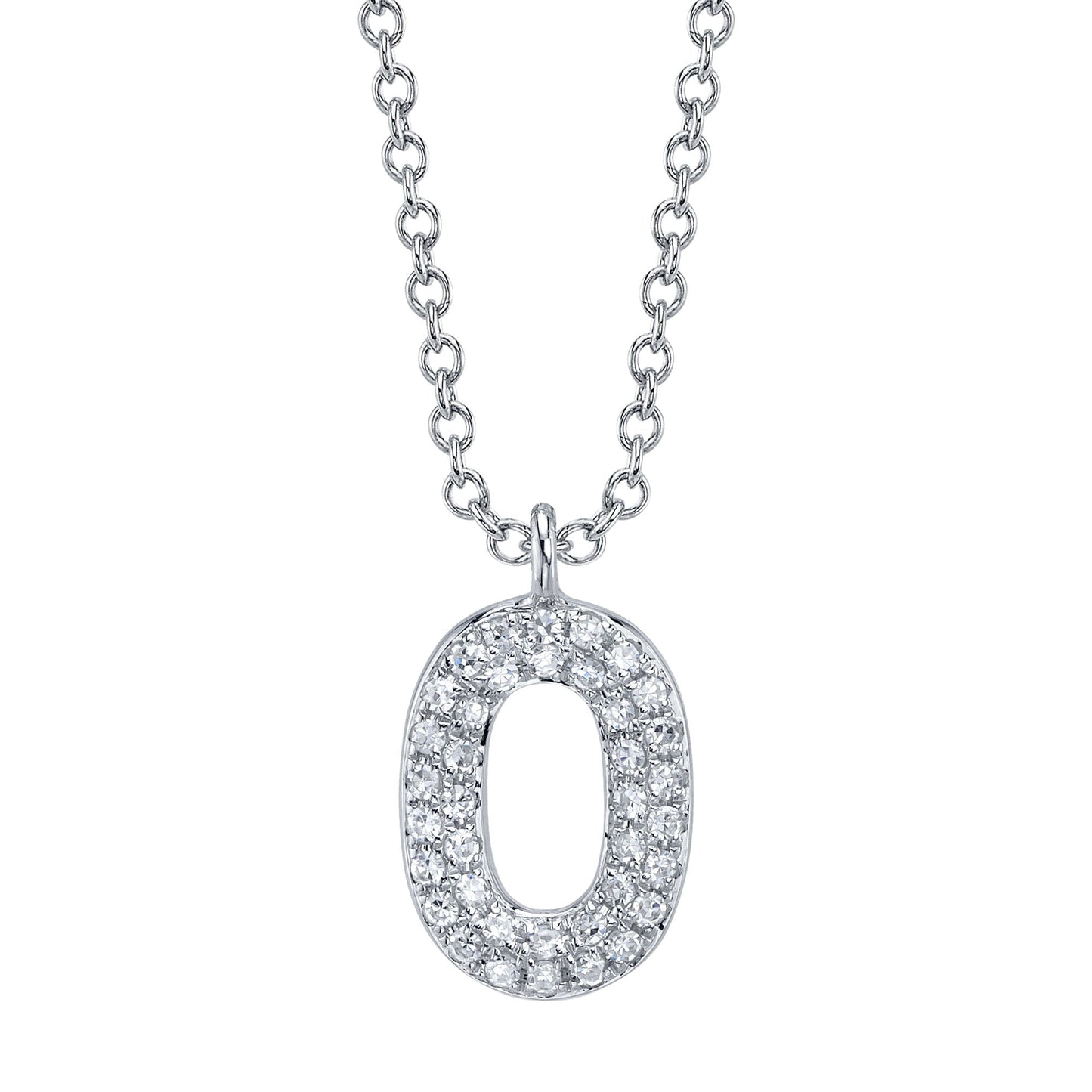 0.08CT 14K W/G DIAMOND PAVE NECKLACE - INITIAL O