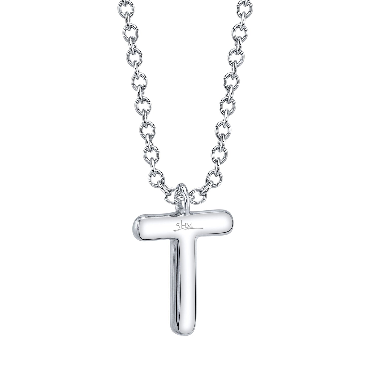 0.06CT 14K W/G DIAMOND PAVE NECKLACE - INITIAL T