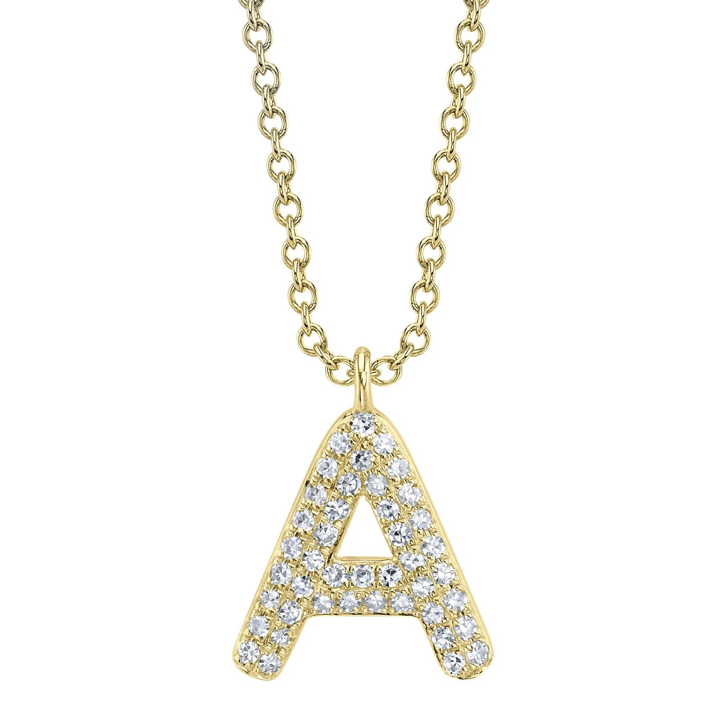 0.09CT 14K Y/G DIAMOND PAVE NECKLACE - INITIAL A
