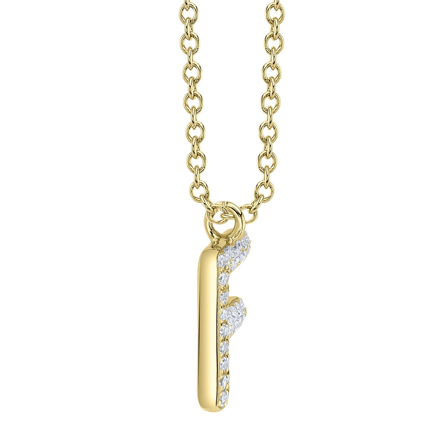 0.08CT 14K Y/G DIAMOND PAVE NECKLACE - INITIAL F