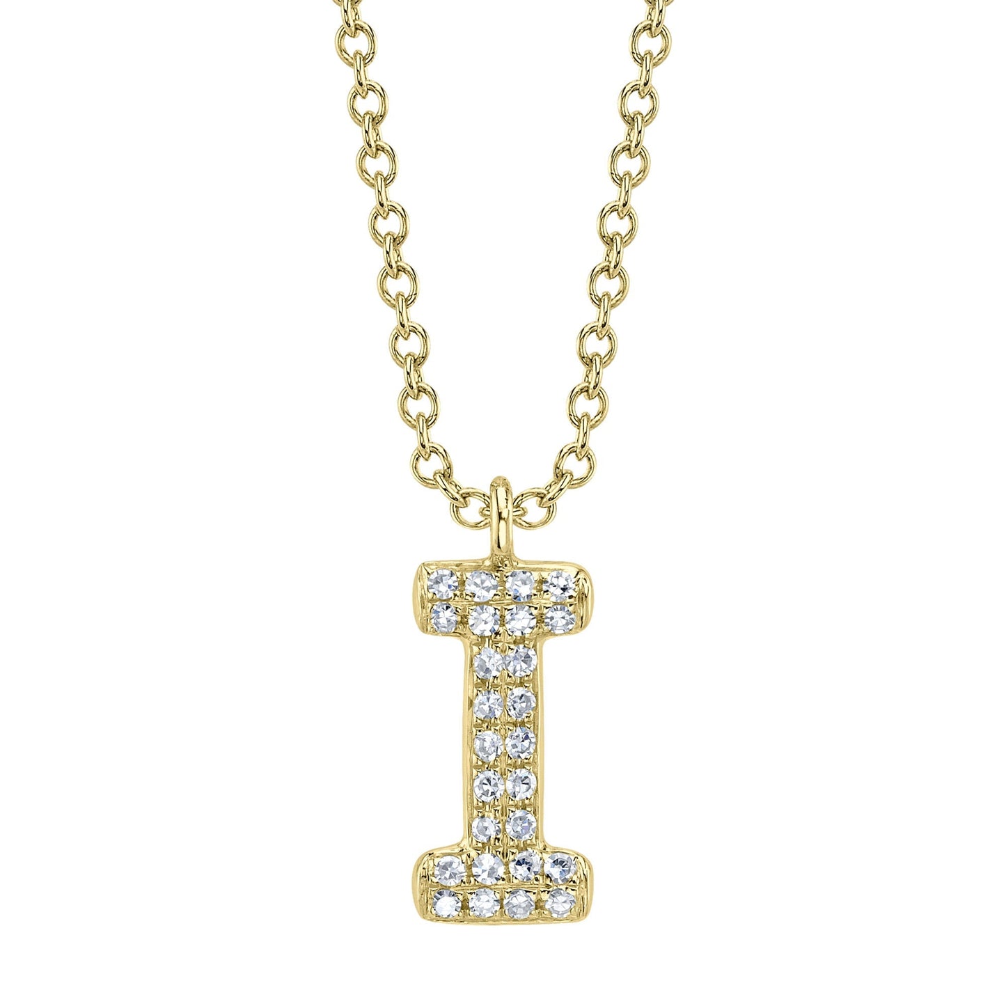0.06CT 14K Y/G DIAMOND PAVE NECKLACE - INITIAL I