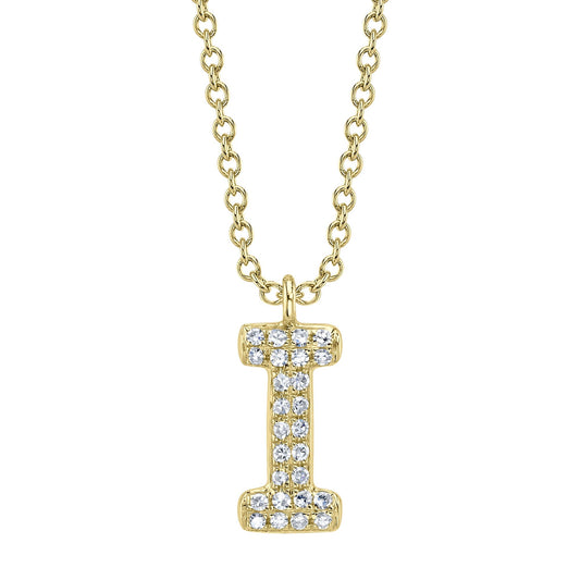 0.06CT 14K Y/G DIAMOND PAVE NECKLACE - INITIAL I