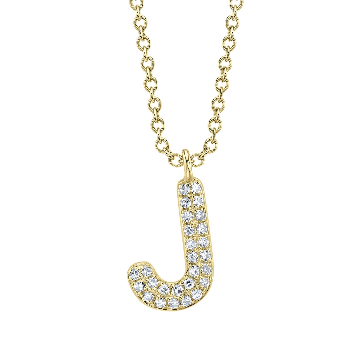 0.06CT 14K Y/G DIAMOND PAVE NECKLACE - INITIAL J