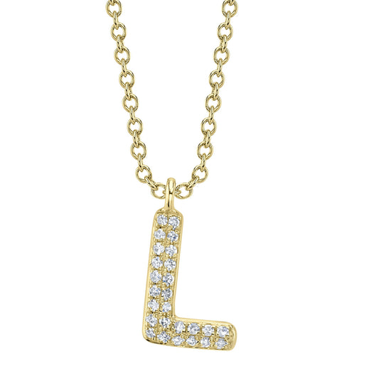 0.05CT 14K Y/G DIAMOND PAVE NECKLACE - INITIAL L