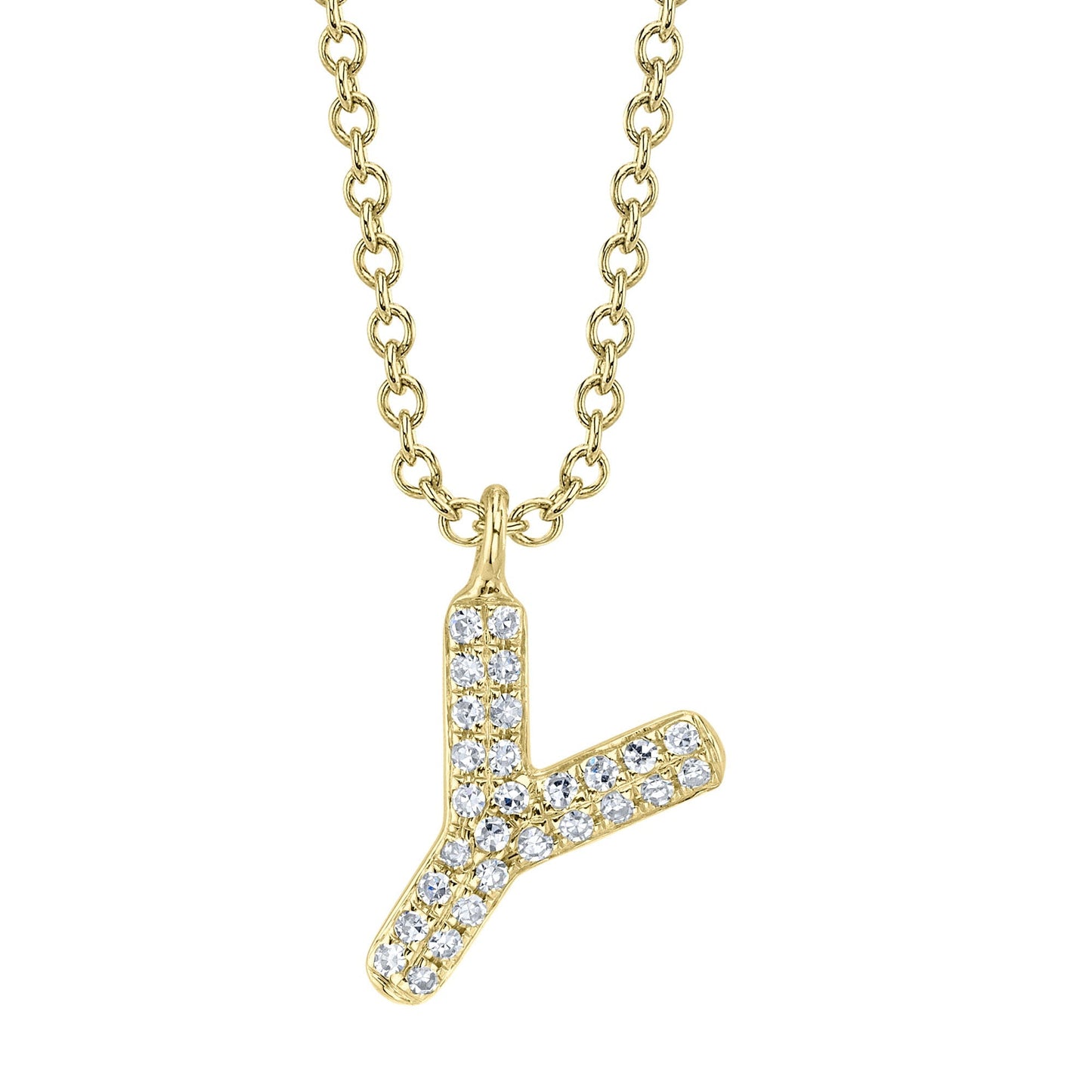 0.06CT 14K Y/G DIAMOND PAVE NECKLACE - INITIAL Y