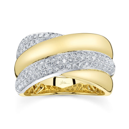 0.72CT 14K2T Y/W DIAMOND PAVE RING