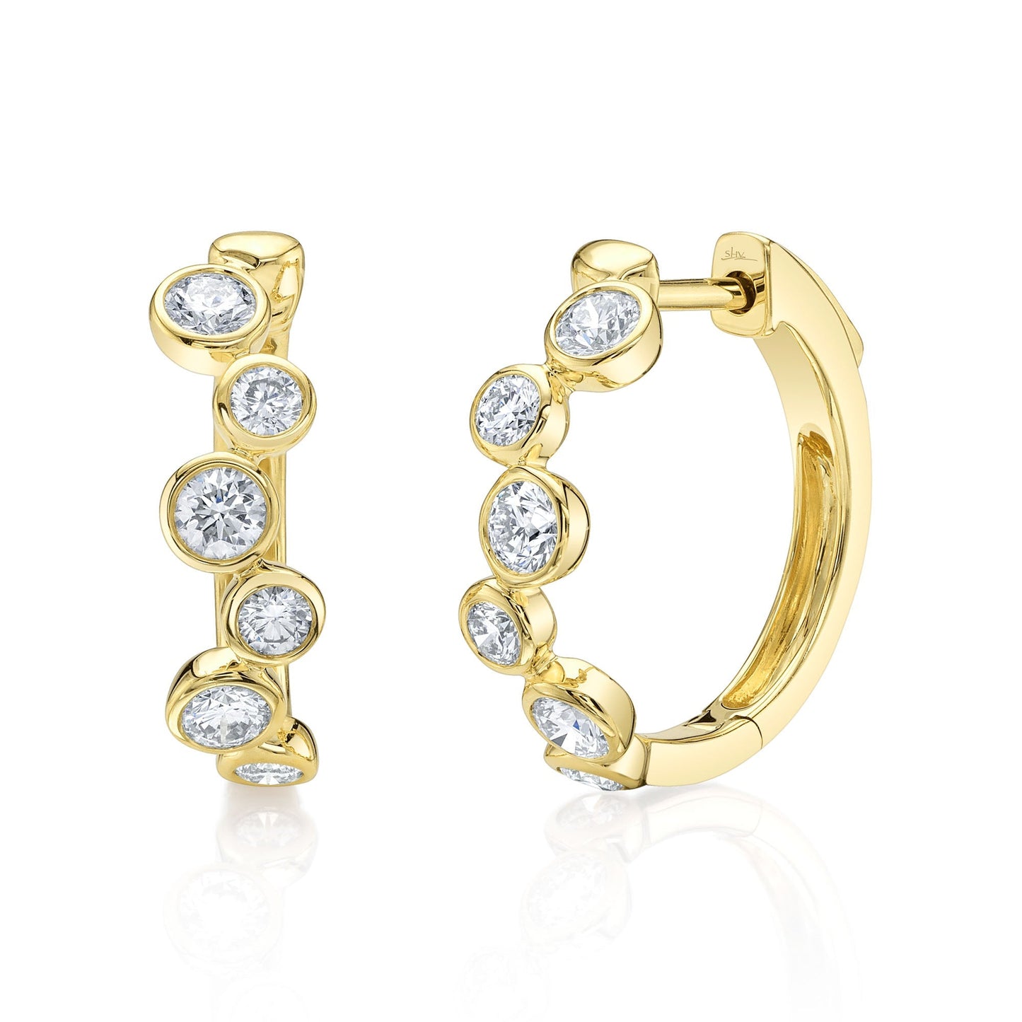 0.84CT 14K Y/G DIAMOND BEZEL HOOP EARRING
