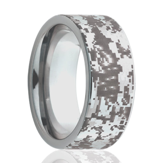 Titanium Comfort Fit Polished Digital Camo Ring