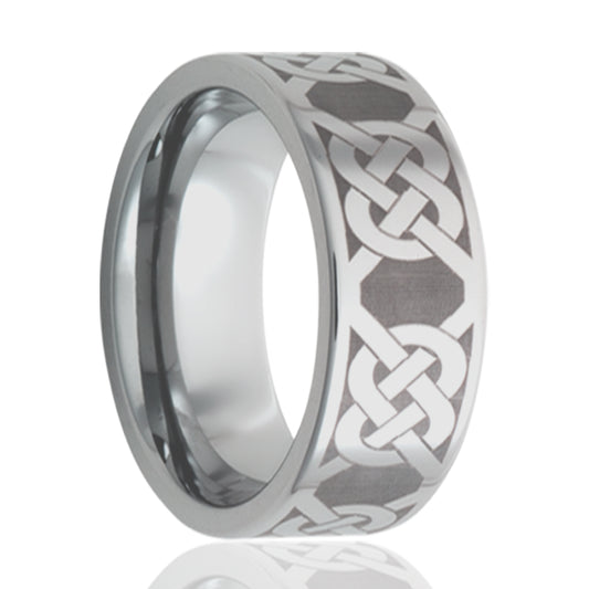 Titanium Comfort Fit Polished Ring with Celtic Knot