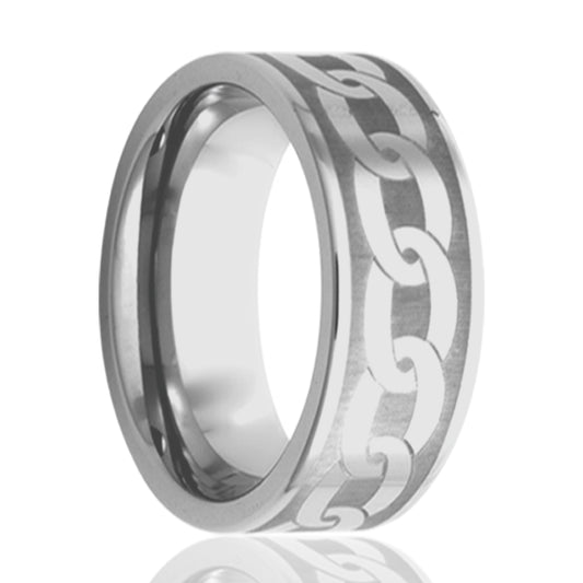 Titanium Comfort Fit Polished Ring with Chain Engraving