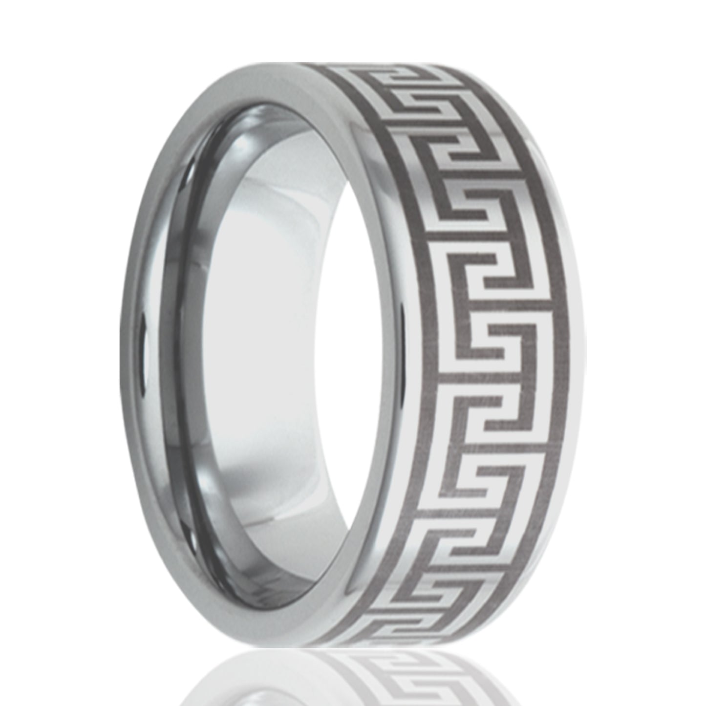 Titanium Comfort Fit Polished Greek Key Ring