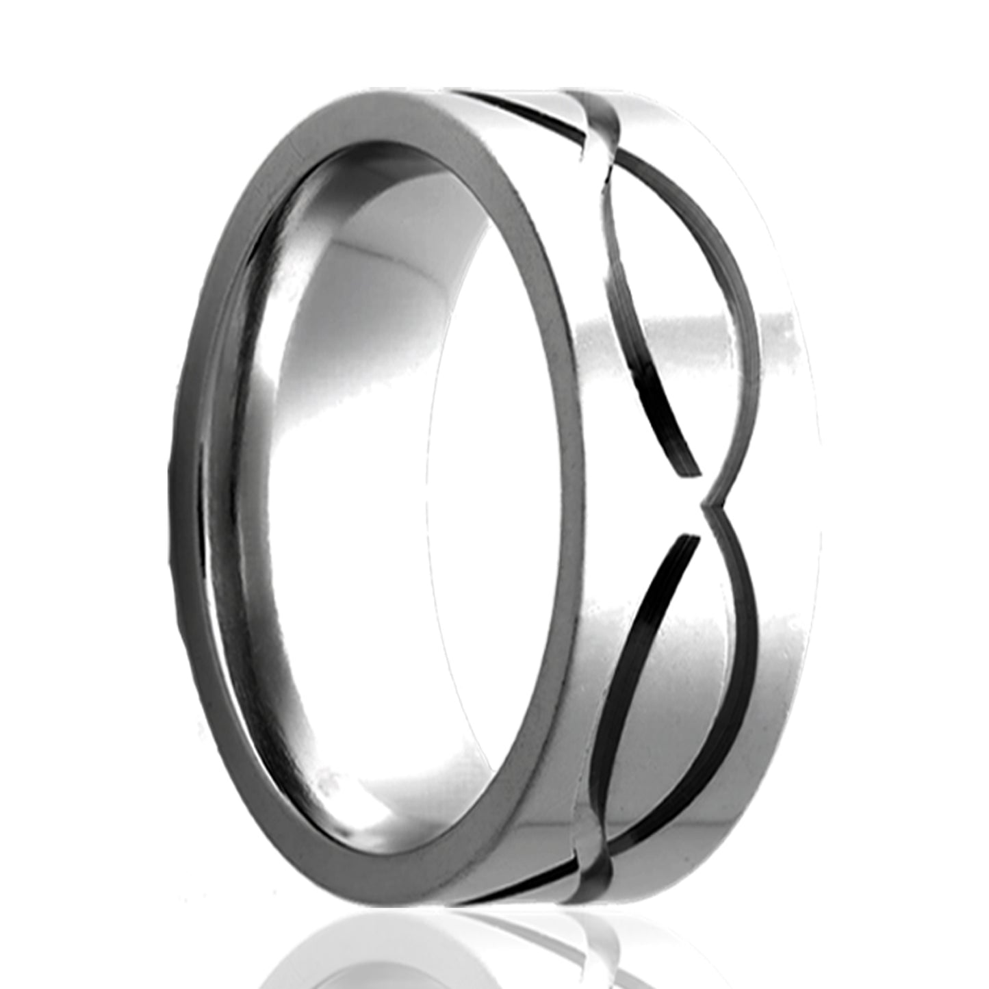 Tungsten Comfort Fit Polished Milled Pattern Ring