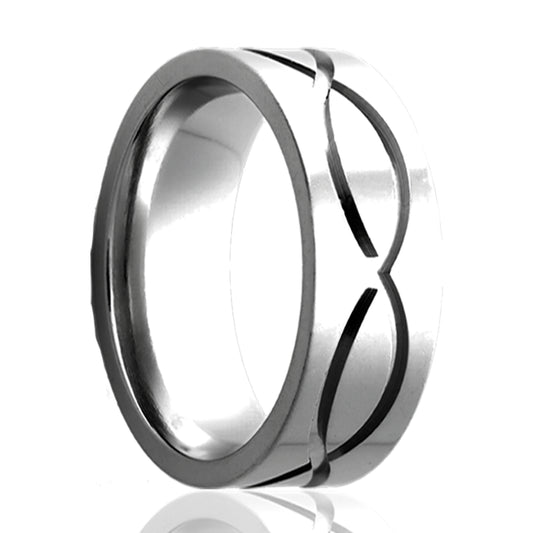 Tungsten Comfort Fit Polished Milled Pattern Ring