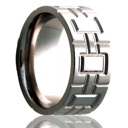 Tungsten Comfort Fit Polished Milled Pattern Ring