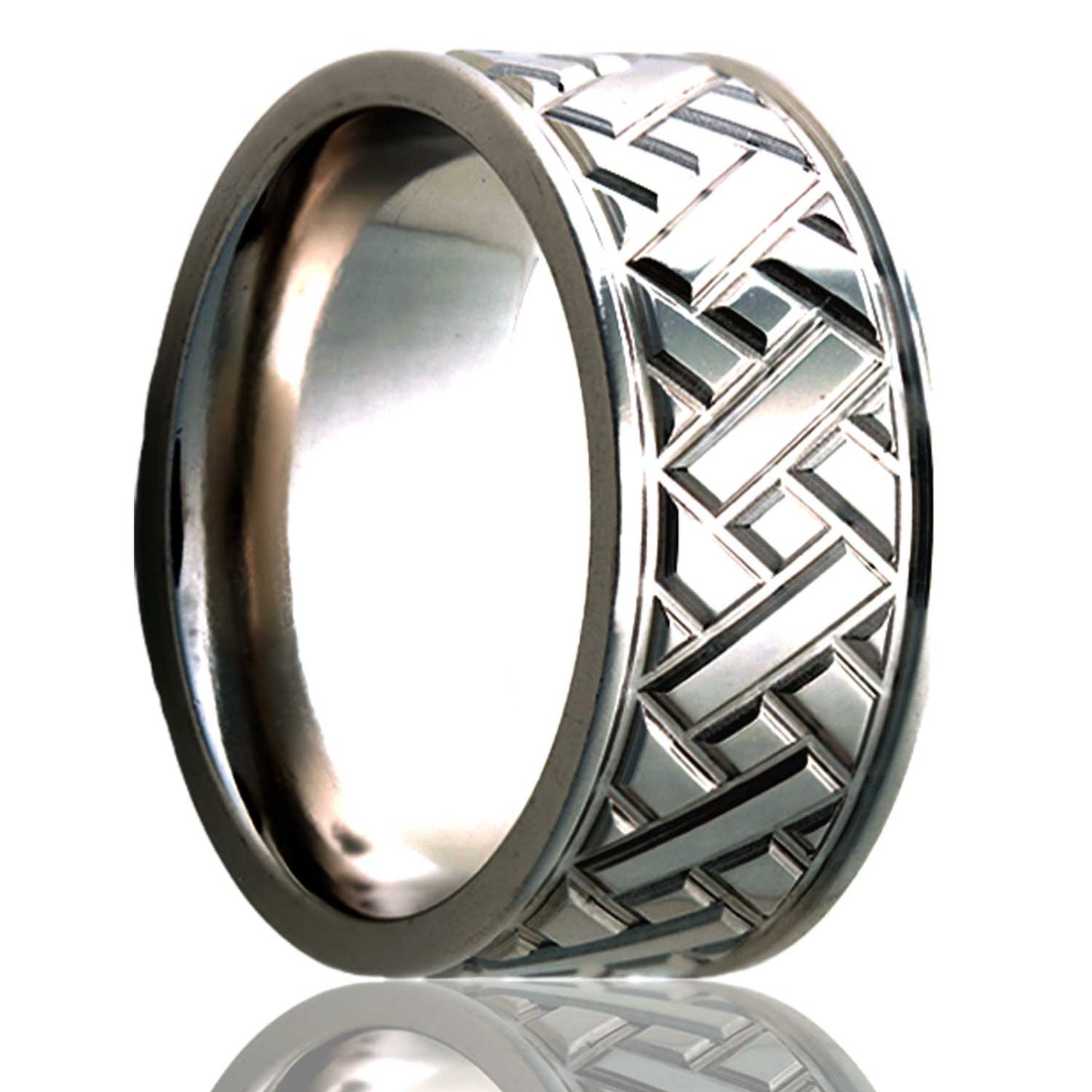 Tungsten Comfort Fit Polished Milled Pattern Ring