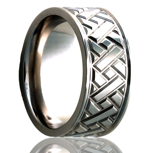 Tungsten Comfort Fit Polished Milled Pattern Ring