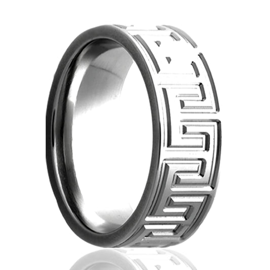Tungsten Comfort Fit Polished Milled Pattern Ring