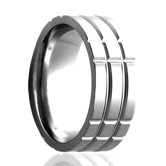 Tungsten Comfort Fit Polished Milled Pattern Ring