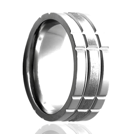 Tungsten Comfort Fit Polished Milled Pattern Ring