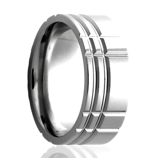 Tungsten Comfort Fit Polished Milled Pattern Ring