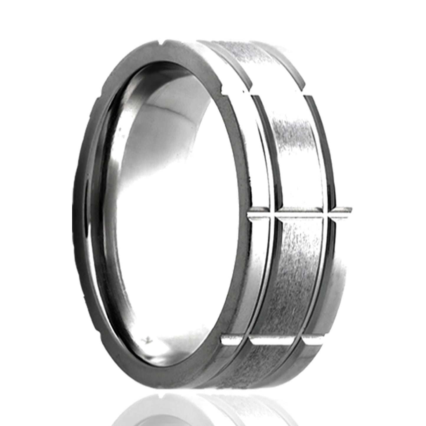 Tungsten Comfort Fit Polished Milled Pattern Ring